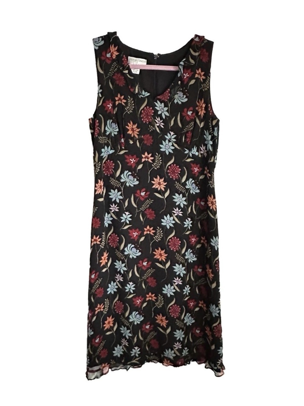 Parisian Signature Silk Babydoll Floral Midi Dress Womens 10 Office Cocktail